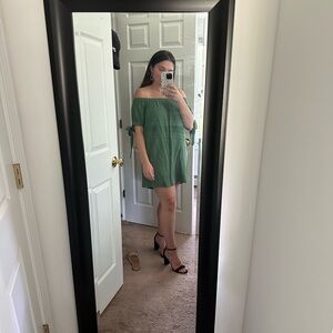 Green off the shoulder dress
